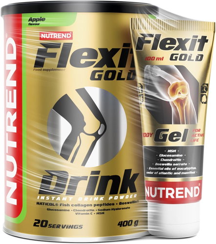 Nutrend Flexit Gold Drink 400 g jablko + Flexit Gold Gél 100 ml Hlavný obrázok Nutrend Flexit Gold Drink 400 g jablko + Flexit Gold Gél 100 ml - Darčeková sada - Hlavný obrázok