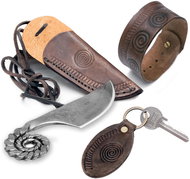 Forged Celtic knife Mini ram with scabbard, bracelet and key ring - Hunting Knife