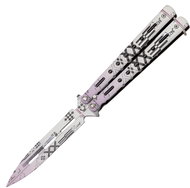 JKR Training bow tie, 10 cm, steel, coloured motif, light - Butterfly Knife