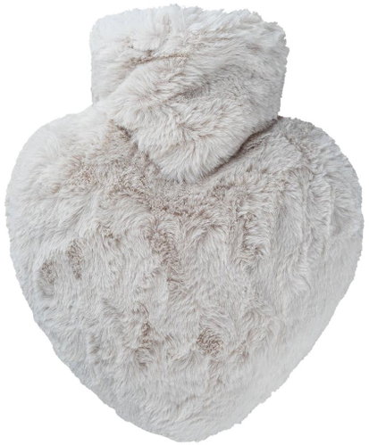 Hugo Frosch heart thermoform with faux fur cover, taupe-silver - Heat Pad - Main image