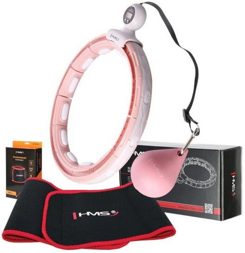 HMS Set HHM15 + BR163 hula hoop with weights, magnets and counter, pink - Hula Hoop - Main image