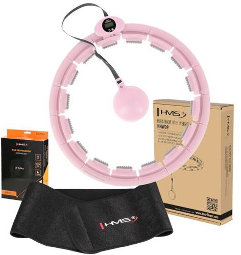 HMS Set HHW09 + BR163 massage hula hoop with weights and counter, pink - Hula Hoop - Main image