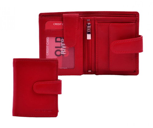 Old River Women's leather wallet with matchbook, RFID, red - Wallet - Main image