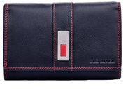 Old River Women's leather wallet 6022-F black red stitching - Wallet