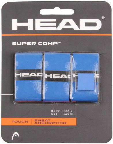 HEAD Multipack 4 pcs Super Comp overgrip wrap thick. 05 mm blue - Tennis Racket Grip Tape - Main image
