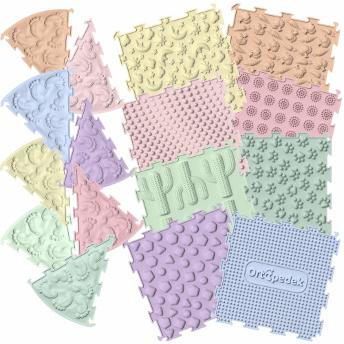 Ortopedek Sensory Mats Pastel 16pcs - Acupressure Mat - Main image