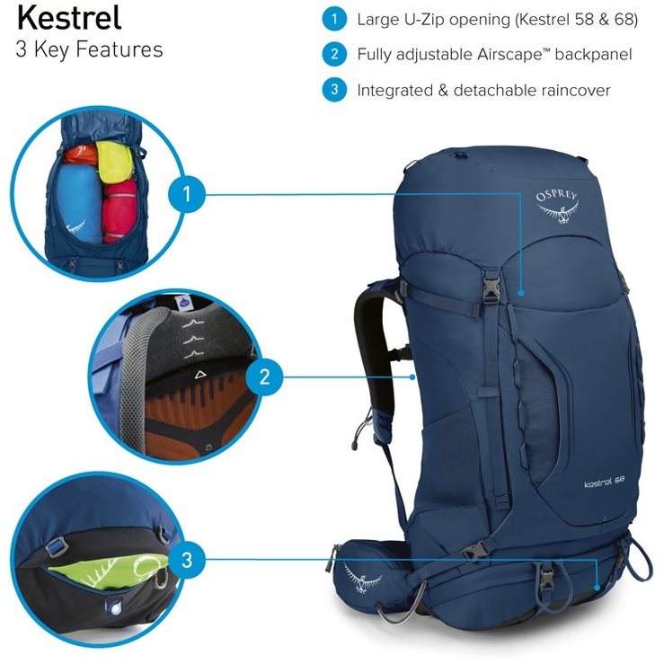 Osprey Kestrel 58 II M L Loch Blue 58l Tourist Backpack Alza.cz