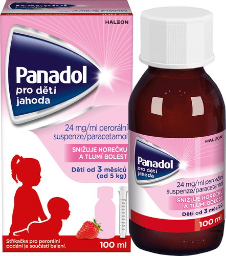 Panadol for children Strawberry 24 mg/ml suspension 100 ml - Medicinal Product - Main image