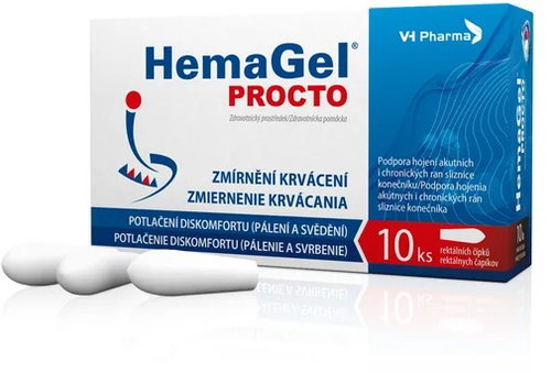 HemaGel Procto 10 pcs of rectal suppositories II - Medical Device - Main image