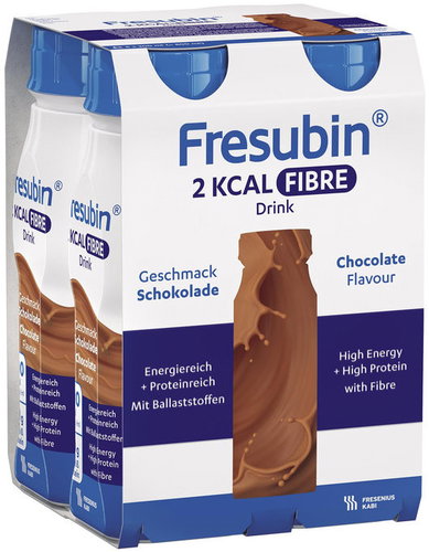 Fresubin 2 kcal Fibre Drink Chocolate 4 × 200 ml - Food for Special Medical Purposes - Main image