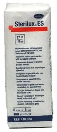 Sterilux Non-sterile compression gauze 17 fibers 8 layers 5 × 5 cm 100 pcs Main image Sterilux Non-sterile compression gauze 17 fibers 8 layers 5 × 5 cm 100 pcs - Gauze - Main image
