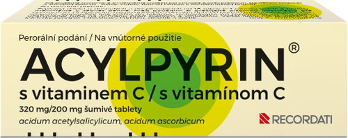 Acylpyrine with vitamin C 320 mg/200 mg 12 effervescent tablets - Medicinal Product - Main image