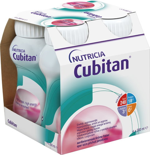 Cubitan with strawberry flavour 4 × 200 ml - Food for Special Medical Purposes - Main image