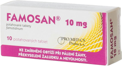 Famosan 10 mg 10 coated tablets - Medicinal Product - Main image