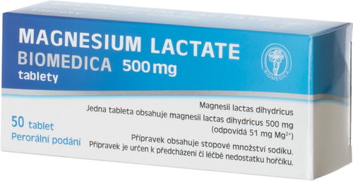 Magnesium lactate Biomedica 500 mg 50 tablets - Medicinal Product - Main image