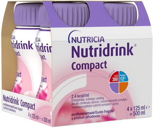 Nutridrink Compact with strawberry flavour 4 × 125 ml - Food for Special Medical Purposes - Main image