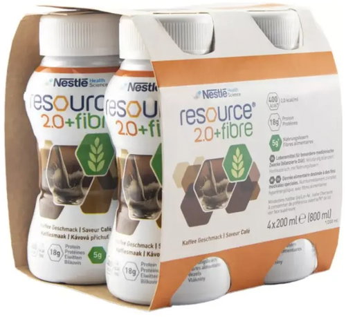 Resource 2.0 kcal Fibre Coffee 4 × 200 ml - Food for Special Medical Purposes - Main image