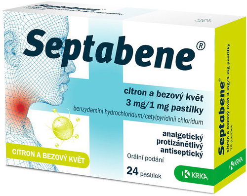 Septabene Lemon and elderflower 3 mg/1 mg 24 lozenges - Medicinal Product - Main image