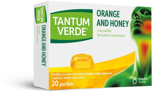 Tantum Verde Orange and Honey 3 mg 20 lozenges - Medicinal Product - Main image