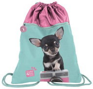 PASO backpack sack bag with front pocket Puppy chihuahua with camera - Drawstring Bag