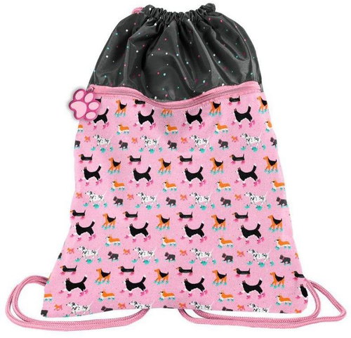 PASO backpack sack bag with front pocket Puppies with roller skates - Drawstring Bag - Main image