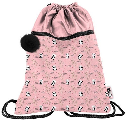PASO backpack sack bag with front pocket Panda pink - Drawstring Bag - Main image