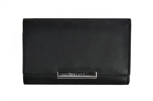 Women's leather wallet SEGALI 7074 black - Wallet - Main image