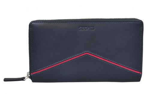 Women's leather wallet SEGALI 7079 blue/pink - Wallet - Main image