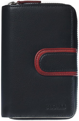 Women's leather wallet SEGALI 1619 B black/red - Wallet - Main image