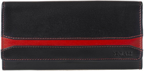 Women's leather wallet SEGALI 2025 A black/red - Wallet - Main image