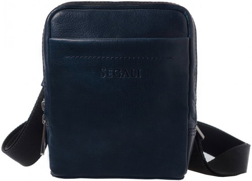 men's leather shoulder bag SEGALI 2012 dark blue - Shoulder Bag - Main image