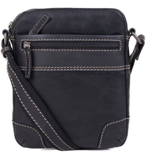 men's leather shoulder bag SEGALI 25577 black - Shoulder Bag - Main image
