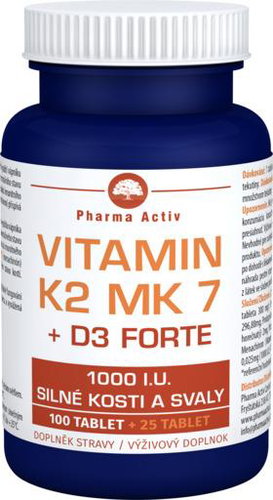 Pharma Activ Vitamin K2 MK7 + D3 Forte 1000 I. U. 125 tablets - Vitamin D3 - Main image
