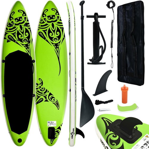 SHUMEE Nafukovací SUP paddleboard s příslušenstvím 366 × 76 × 15 cm zelený - Paddleboard - Main image