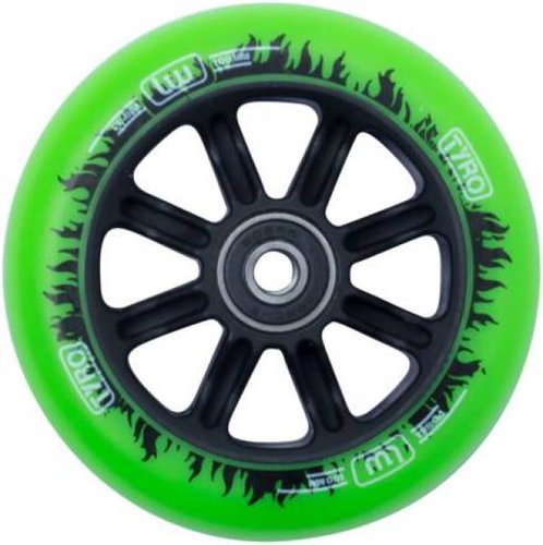 Longway Wheel Tyro Nylon Core 100 mm Green/Black Flame - Scooter Wheels - Main image
