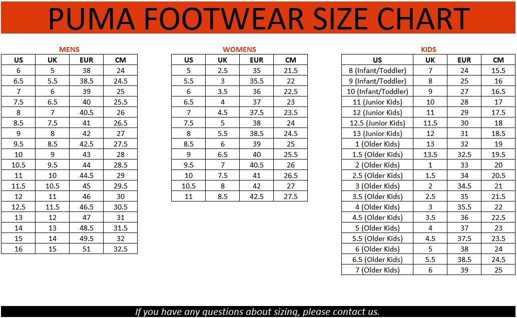 Puma football boot deals size guide