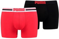 Puma Placed Logo Boxer 2 Pack, Black/Red, size S - Boxer Briefs