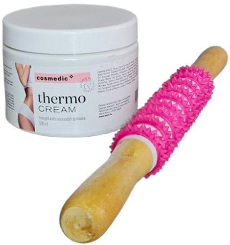 Adonis Massage roller wood/rubber with THERMO support cream - Massage Roller - Main image