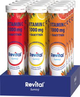 Revital vitamin C BOX s rakytníkem 3 příchutě 12 × 20 šumivých tablet - Vitamin C