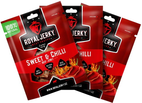 Royal Jerky Sweet & Chilli Beef Jerky, 3x 40g - Dried Meat - Main image