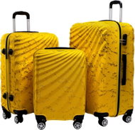 ROWEX Odolný skořepinový cestovní kufr Pulse žíhaný, žlutá žíhaná, set 3 ks (40 l, 66 l, 109 l) - Case Set