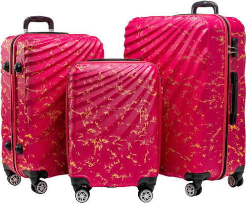 ROWEX Odolný skořepinový cestovní kufr Pulse žíhaný, růžová žíhaná, set 3 ks (40 l, 66 l, 109 l) - Case Set - Main image