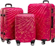 ROWEX Odolný skořepinový cestovní kufr Pulse žíhaný, růžová žíhaná, set 3 ks (40 l, 66 l, 109 l) - Case Set