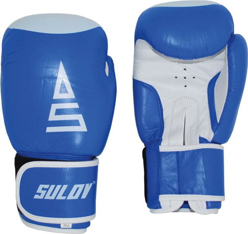 Sulov Boxing gloves leather 8 oz., blue and white - Boxing Gloves - Main image