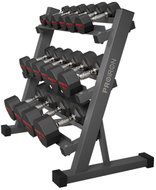 PROIRON Set of rubberized one-hand dumbbells 3 - 24 kg, 9 pairs + stand Long - Dumbell Set