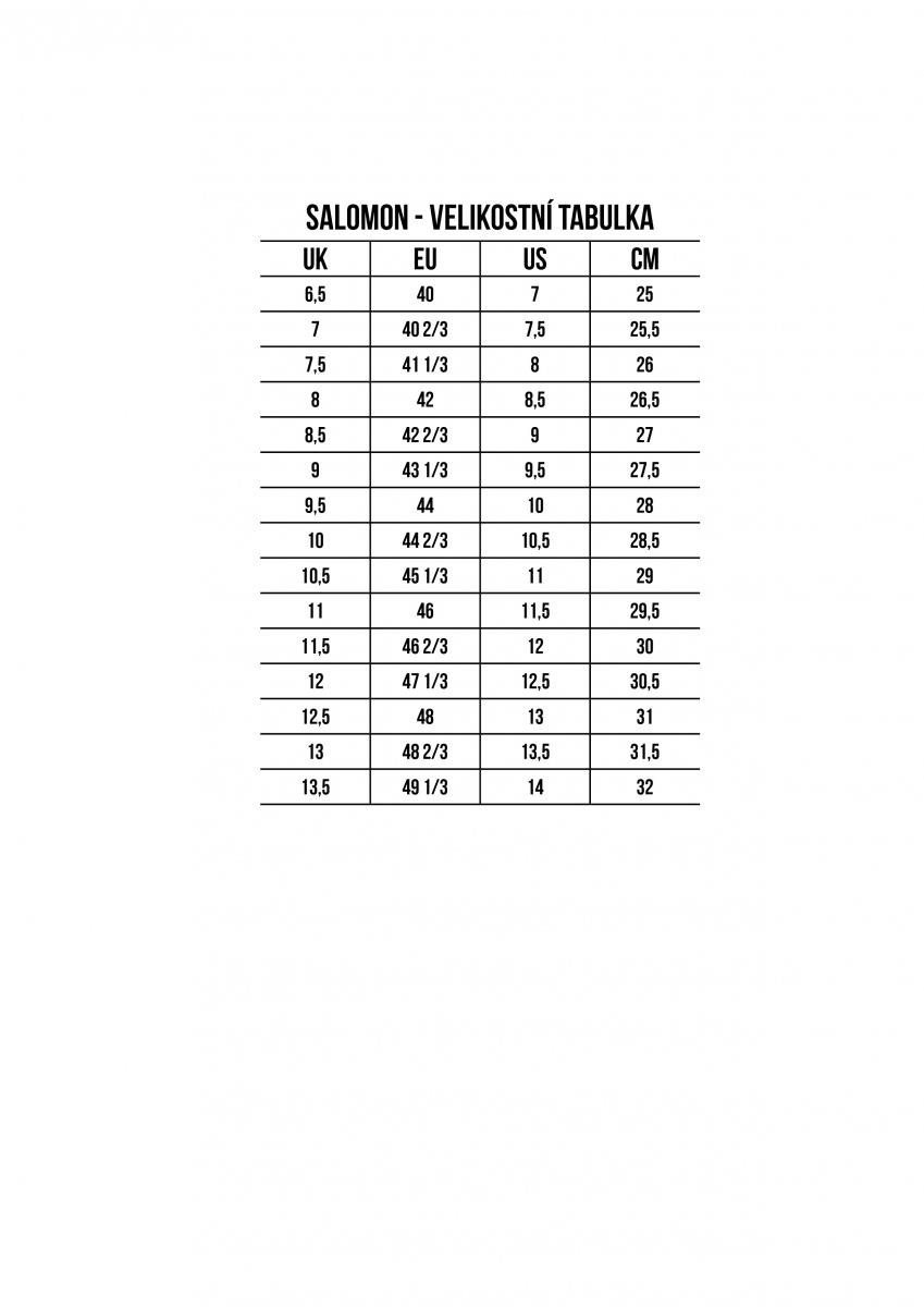 Salomon kids shop size chart