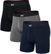 Saxx Vibe Xtra Soft Comfort Boxer Brf Fly 3Pk Black/Dk Grey Hthr/Navy M - Boxer Briefs