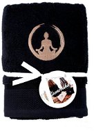 Schlaf gut 50 × 100 cm / Yoga Stickerei - Balance / schwarz - Handtuch