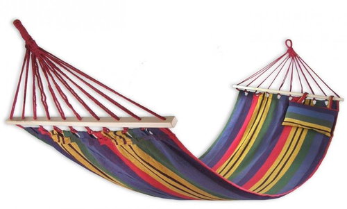 Cotton hammock Sedco 200×80cm with reinforcement and cushion multi-coloured - Hammock - Main image