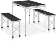 Skládací kempingový stůl se 2 lavicemi hliník šedý - Camping Set